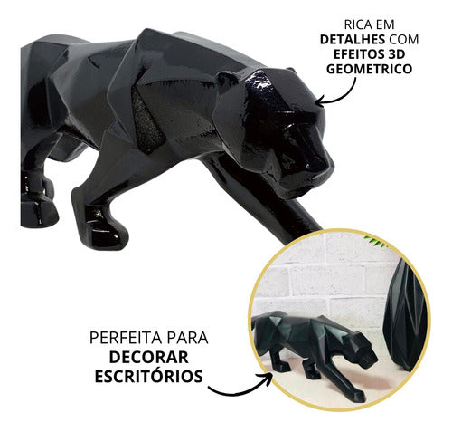 Pantera Negra Estatua Decoraçao Leopardo Escultura Premium