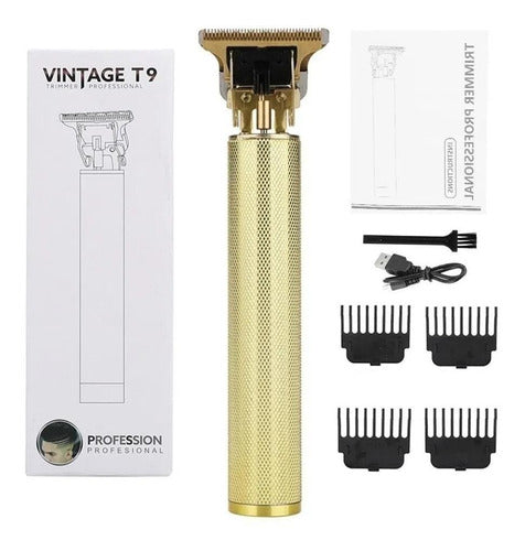 Aparador de pelo Vintage Profissional T9 dourado 110V/220V